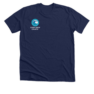 Every Drop - Blue with Logo, a Solid Navy Blend Premium Unisex Tee