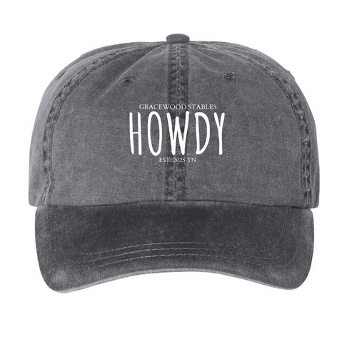 Gracewood Stables Hat, a Black Printed Pigment Dye Baseball Cap