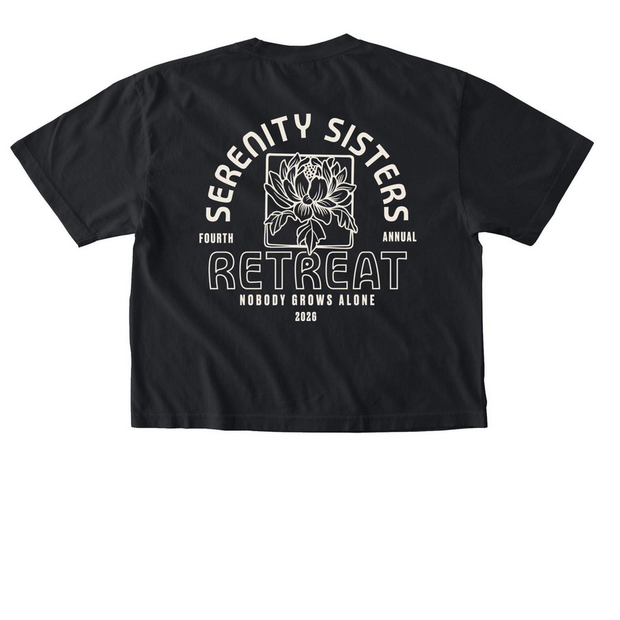 Serenity Sisters 2026 Light Design, a Black Comfort Colors Boxy Tee (back-view)
