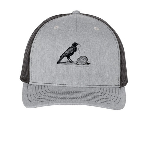 Northern Raven Studio, a Heather Grey/ Black Printed Five-Panel Trucker Cap