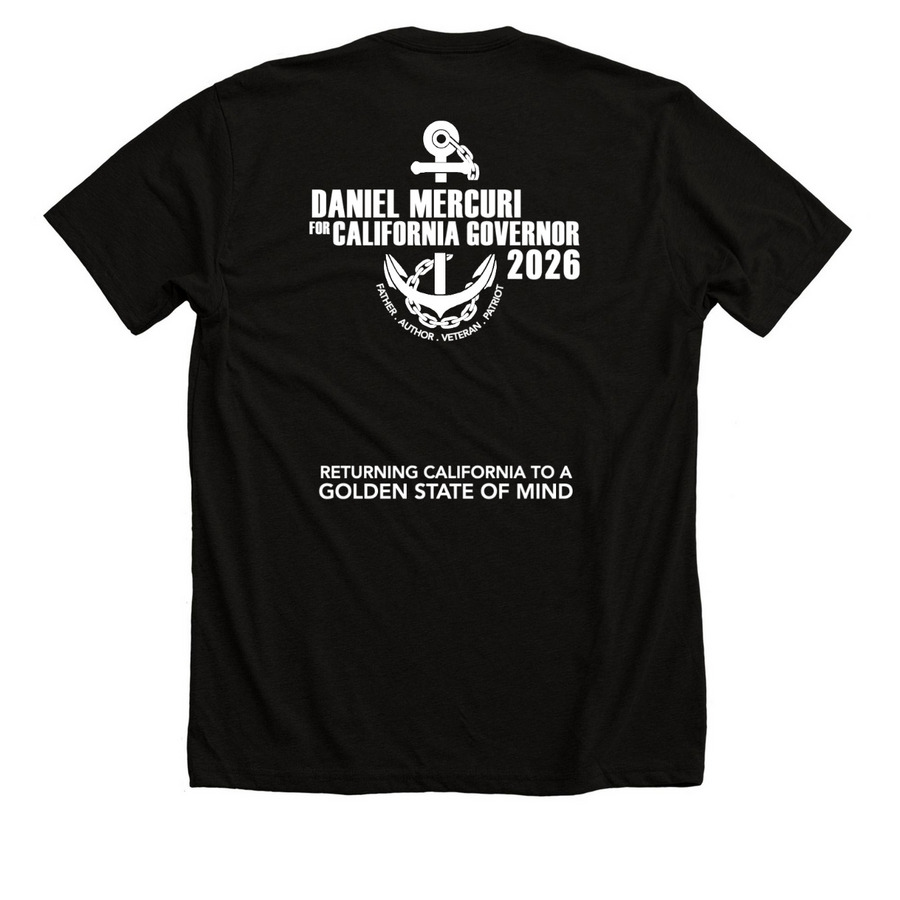 MERCURI for GOVERNOR 2026, a Solid Black Blend Premium Unisex Tee (back-view)