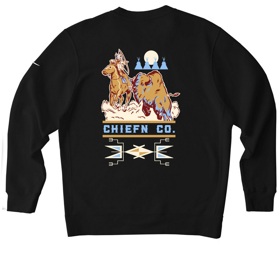 Buffalo Chaser, a Black Nike Club Fleece Crewneck Sweatshirt (back-view)