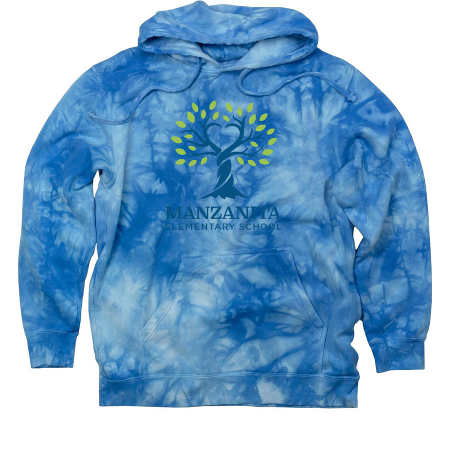 MANZANITA ELEMENTARY SPIRIT WEAR, a Aqua Blue Tie Dye Pullover Hoodie