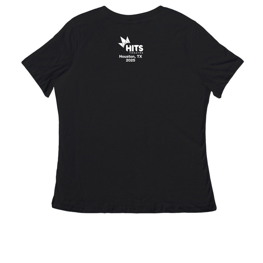 2025 HITS Design (Adult), a Black Women's Relaxed V-Neck Tee (back-view)