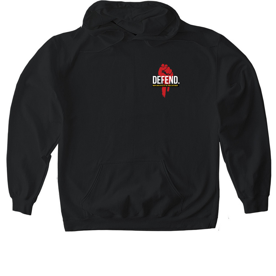 Defend. Zip Options!, a Black Gildan Softstyle Pullover Hoodie