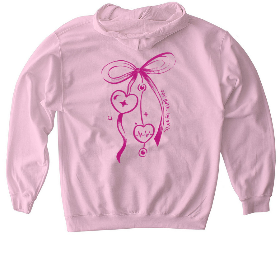 Girls in Med Hoodie, a Light Pink Gildan Softstyle Pullover Hoodie (back-view)