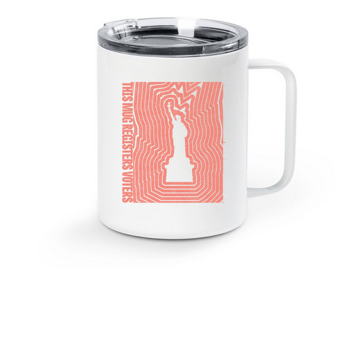 This Travel Mug Registers Voters, a White Stainless Steel Travel Mug