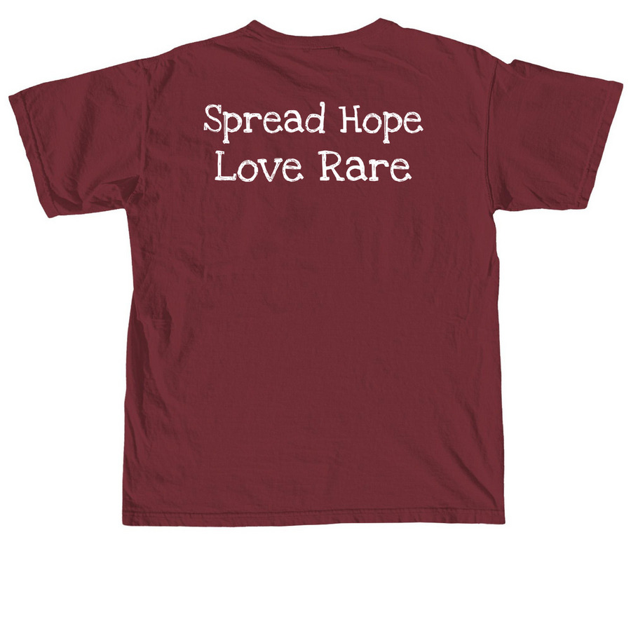 Spread Hope. Love Rare, a Brick Comfort Colors Unisex Tee (back-view)