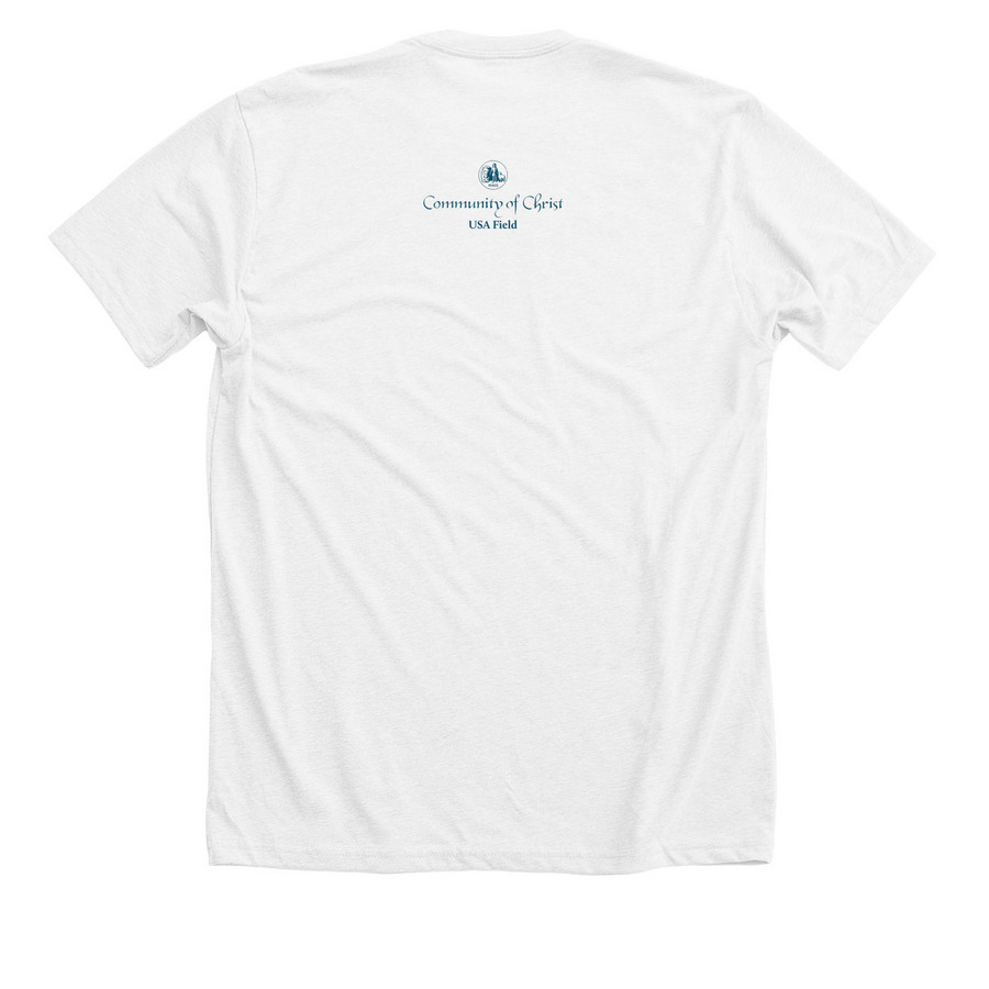 USA Field, a Solid White Blend Premium Unisex Tee (back-view)