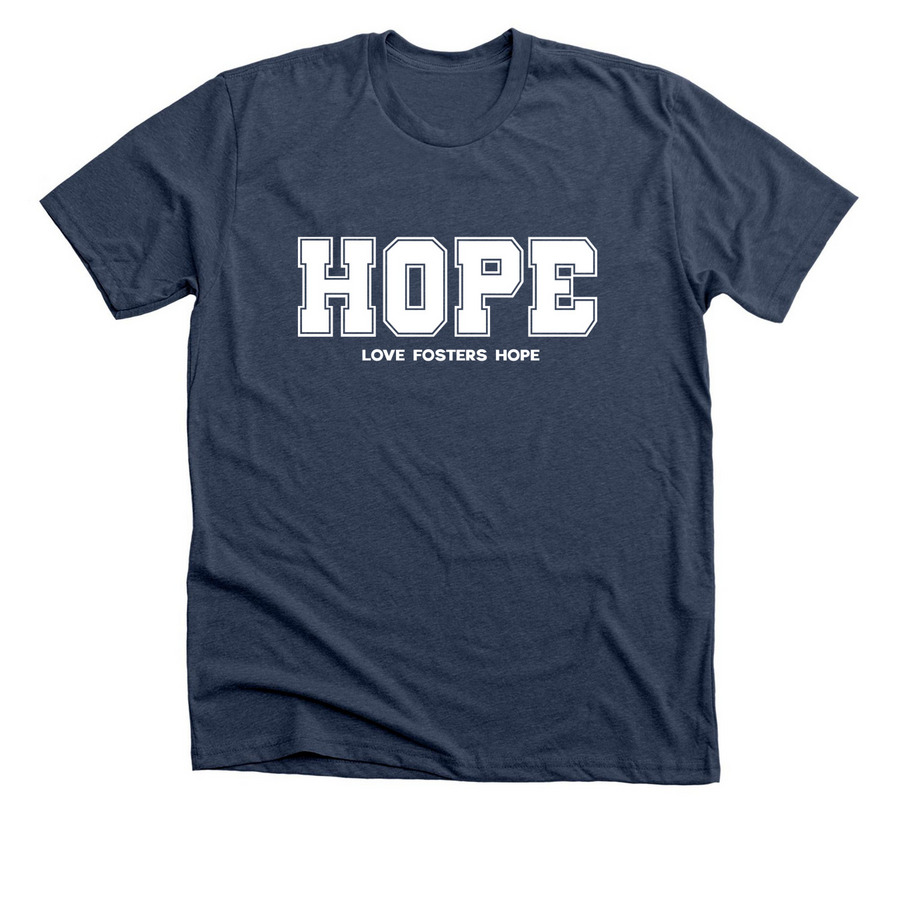HOPE, a Heather Navy Premium Unisex Tee