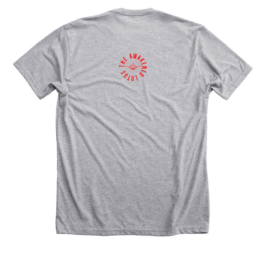Vibe High Lotus Blossoms, a Athletic Heather Premium Unisex Tee (back-view)