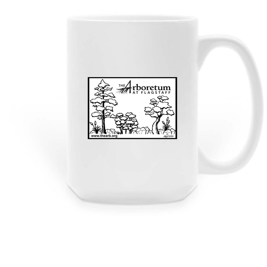 The Arb Trees mug with black & white logo, a White Large Coffee Mug