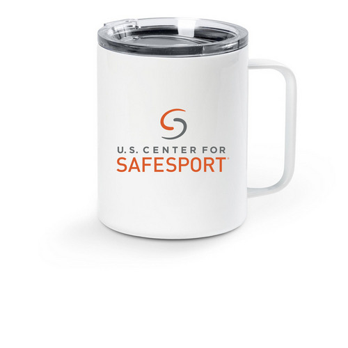 SafeSport Travel, a White Stainless Steel Travel Mug