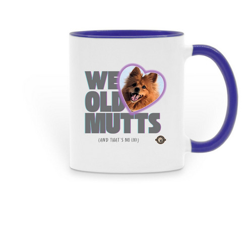 We Love Old Mutts! - Bright Radiance&nbsp;, a Dark Blue Two-Tone Ceramic Mug