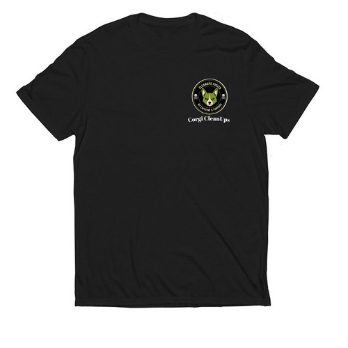 Corgi CleanUps Crew Brewed Wild Cleaned Right, a Deep Black Allmade Eco Triblend Unisex Tee
