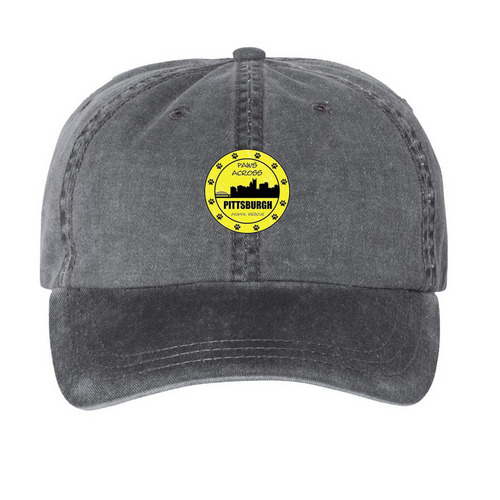Paws Across Pittsburgh Ball Cap, a Black Printed Pigment Dye Baseball Cap