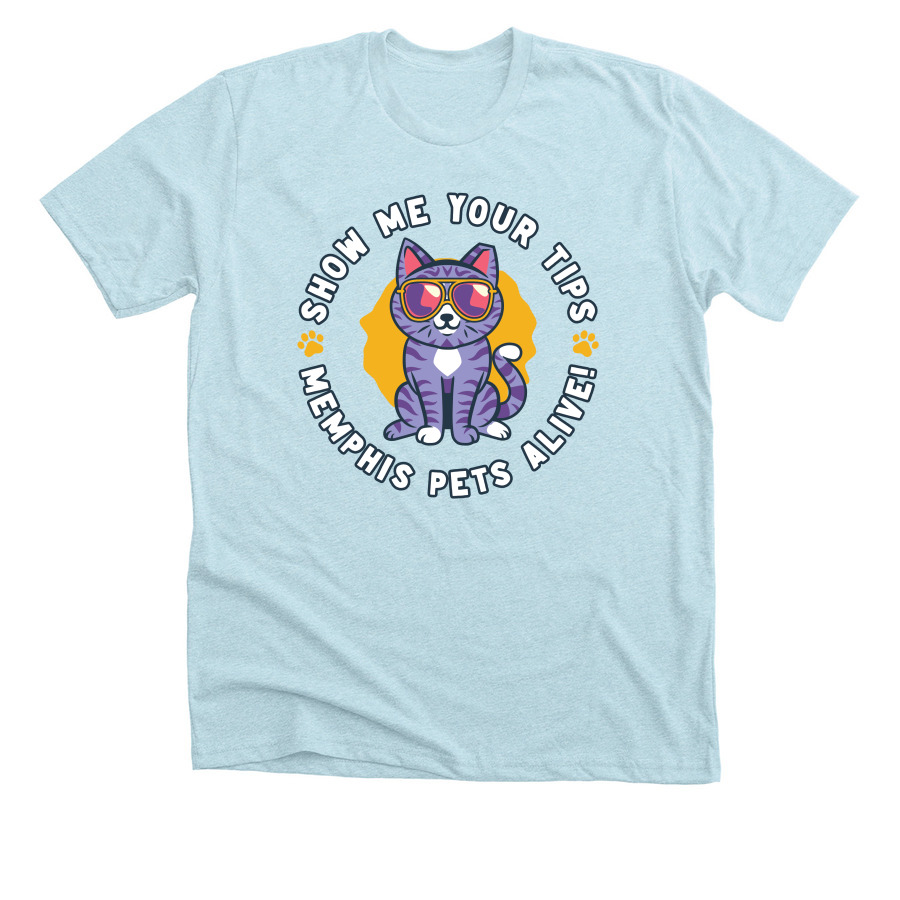 SHOW ME YOUR TIPS, a Heather Ice Blue Premium Unisex Tee