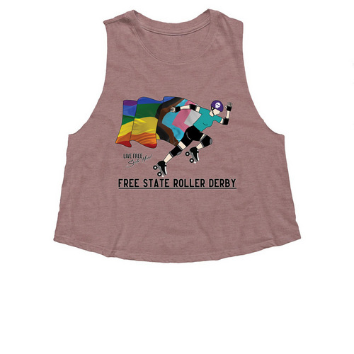 Pride Flag-1&nbsp;, a Heather Mauve Women's Cropped Racerback Tank