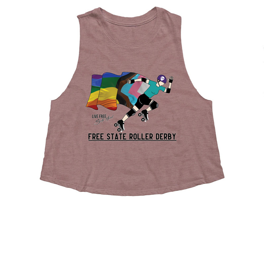 Pride Flag-1&nbsp;, a Heather Mauve Women's Cropped Racerback Tank