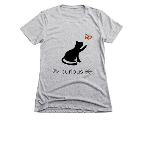 Curious, a Dark Heather Grey Women's Slim Fit Tee