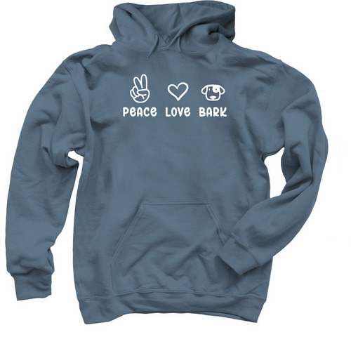 Peace Love Bark, a Indigo Pullover Hoodie