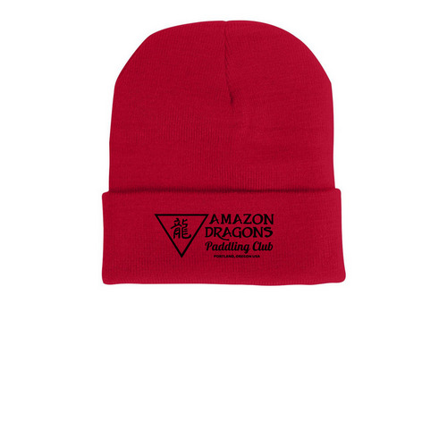 ADPC Black Logo Beanies, a Red Printed Cuffed Beanie