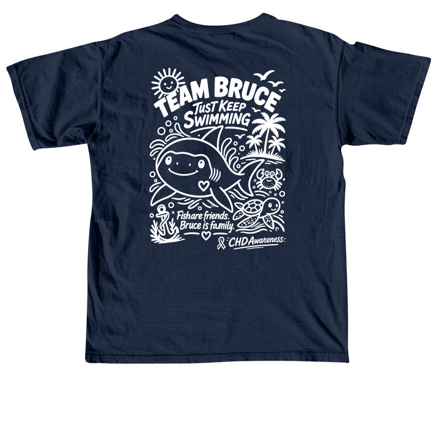 Here's Brucey!&nbsp;, a True Navy Comfort Colors Unisex Tee (back-view)