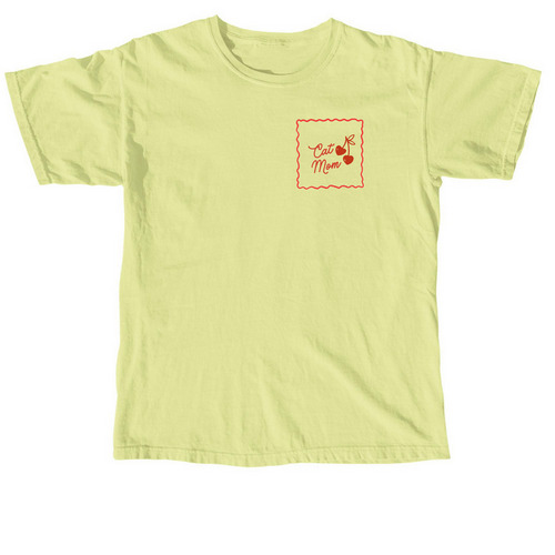 cat mom, a Neon Lemon Comfort Colors Unisex Tee