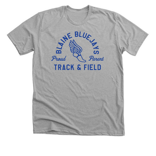 Blaine Bluejays Track & Field Royal PP, a Athletic Heather Premium Unisex Tee