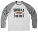 JOSIAH SHOWALTER | ZUGU Records, a Aluminum Grey/ Bright White Allmade Eco Triblend Colorblock Raglan Long Sleeve Tee
