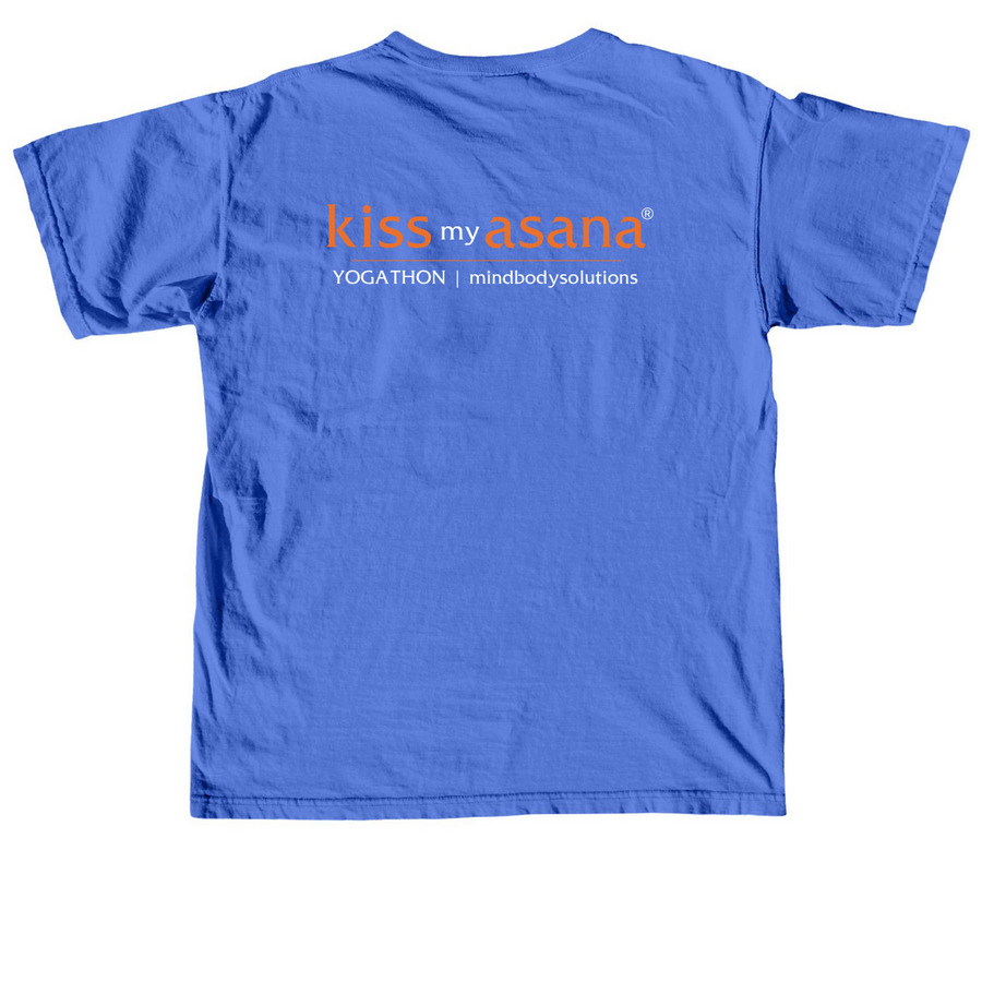 Kiss My Asana 2026, a Flo Blue Comfort Colors Unisex Tee (back-view)