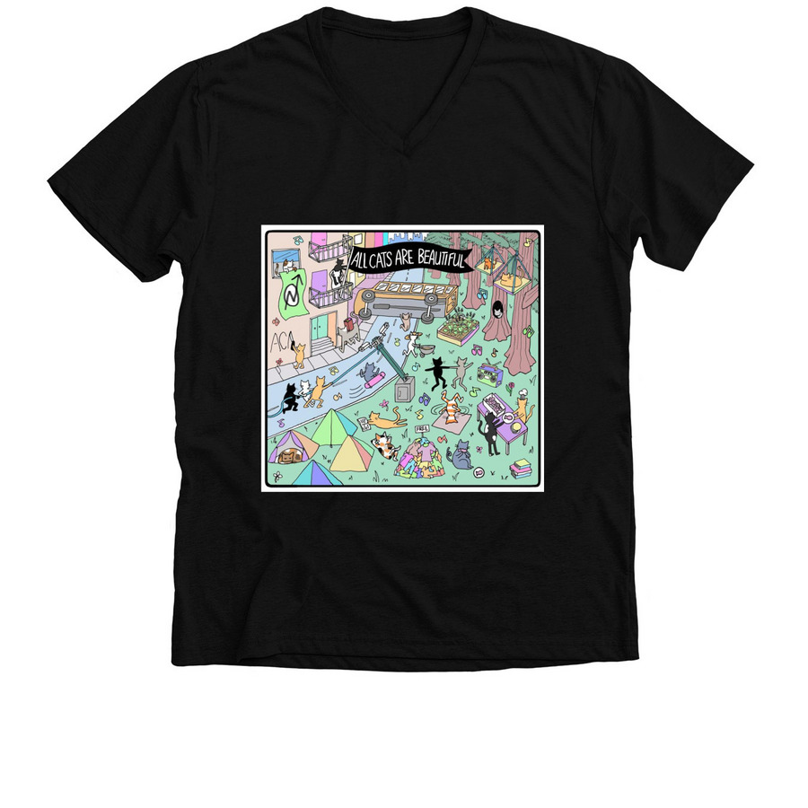 All Cats are Beautiful!, a Solid Black Blend Premium V-Neck Tee