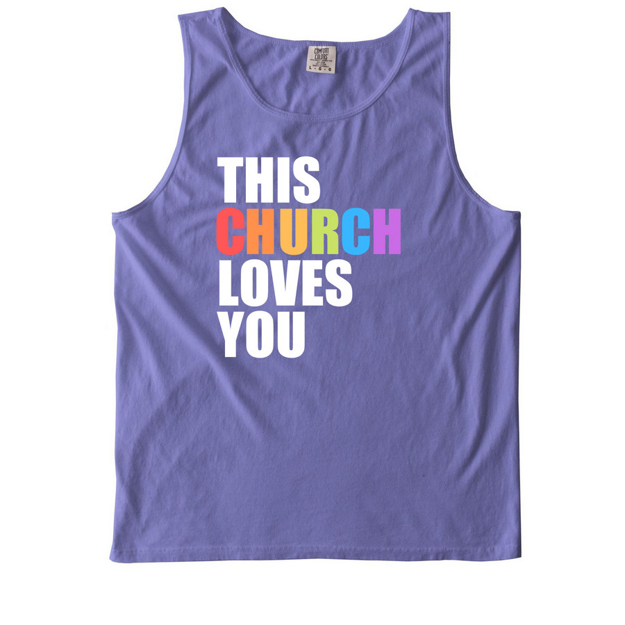 This Church Loves You, a Violet Comfort Colors Tank Top