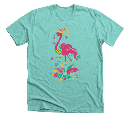 Let's Flamingle!&nbsp;, a Heather Sea Green Premium Unisex Tee