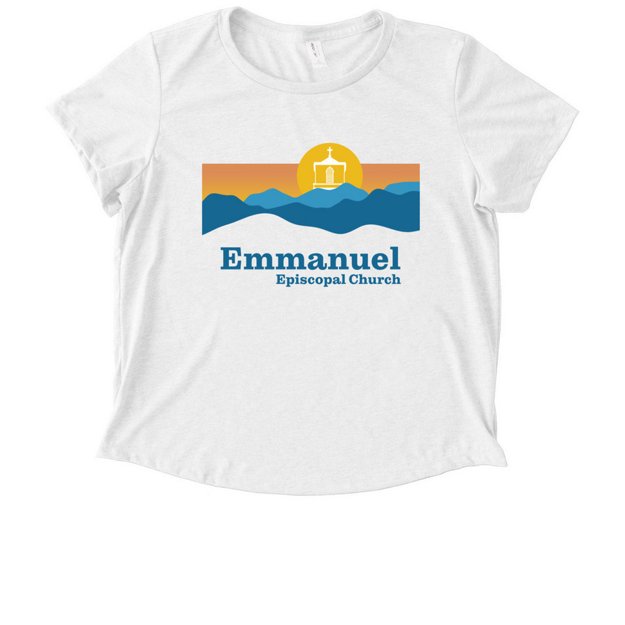 Emmanuel Blue Ridge on White, a Fairly White Allmade Eco Triblend Women?s Scoop Neck Tee