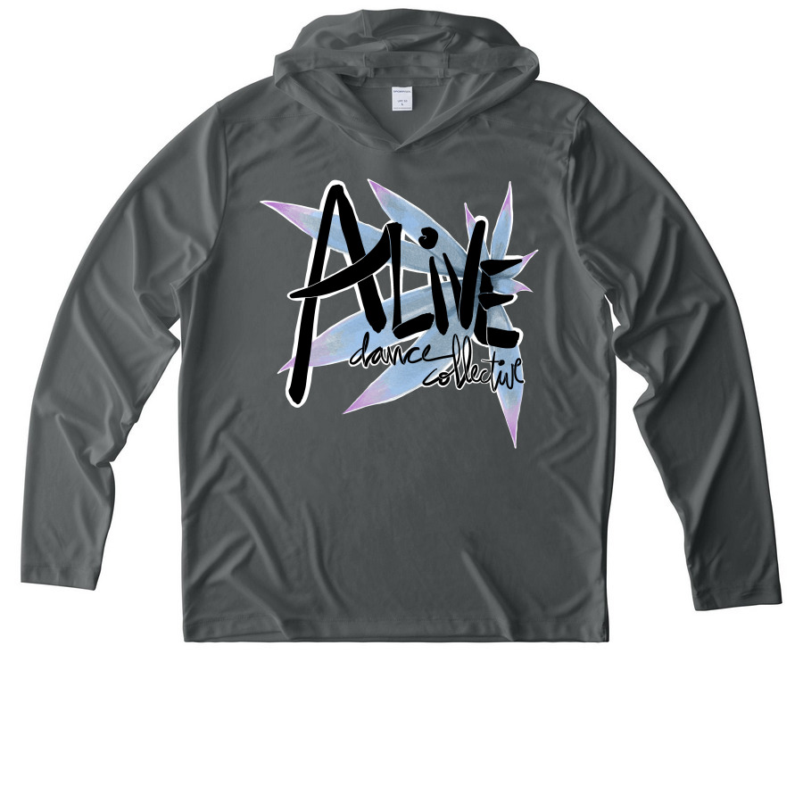 Alive Sun Shirts, a Dark Smoke Grey UV Performance Long Sleeve Hoodie