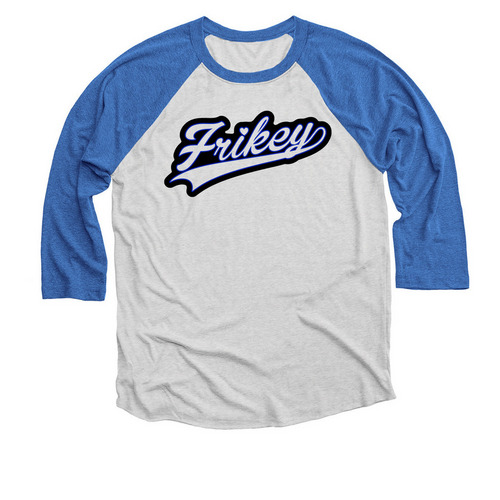 Frikey, a Vintage Royal and Heather White 3/4 Sleeve Baseball Tee