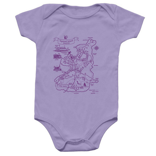 2026 Lavendar Squirrel Island Map Onesie, a Lavender Infant Onesie