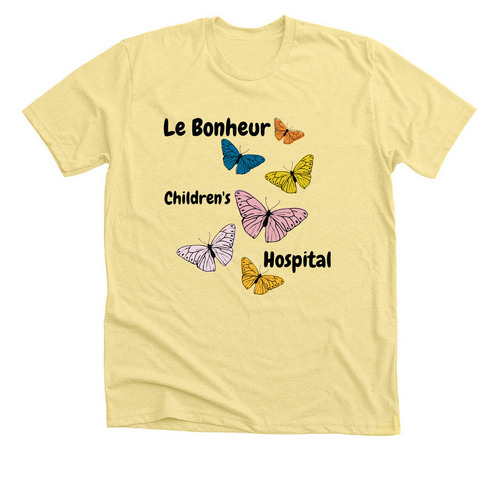 Butterflies for LeBonheur&nbsp;&nbsp;, a Heather Yellow Gold Premium Unisex Tee