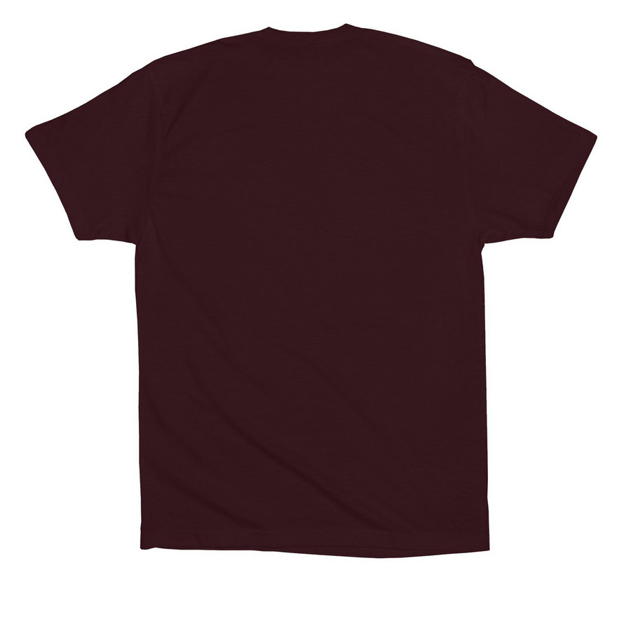 Slow, Wholehearted Agriculture., a Oxblood Black Premium Cotton Tee (back-view)