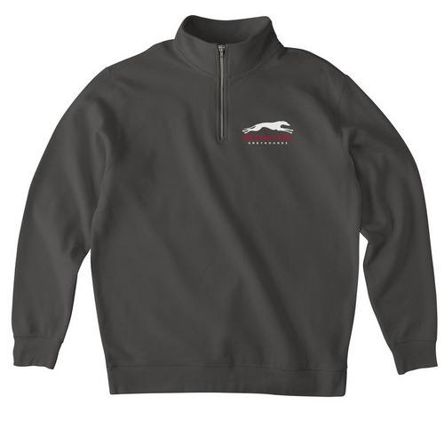 White and Red Logo, a Asphalt Midweight Quarter Zip Pullover