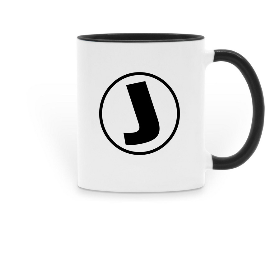 'J' Mug Approved, a Black Two-Tone Ceramic Mug