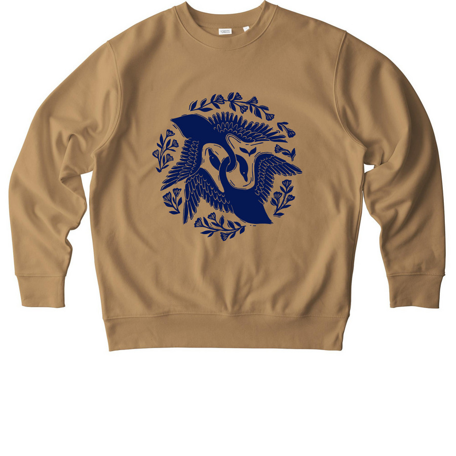 Linked: Entwined Swans, a Latte Stanley/Stella Unisex Changer 2.0 Crewneck Sweatshirt