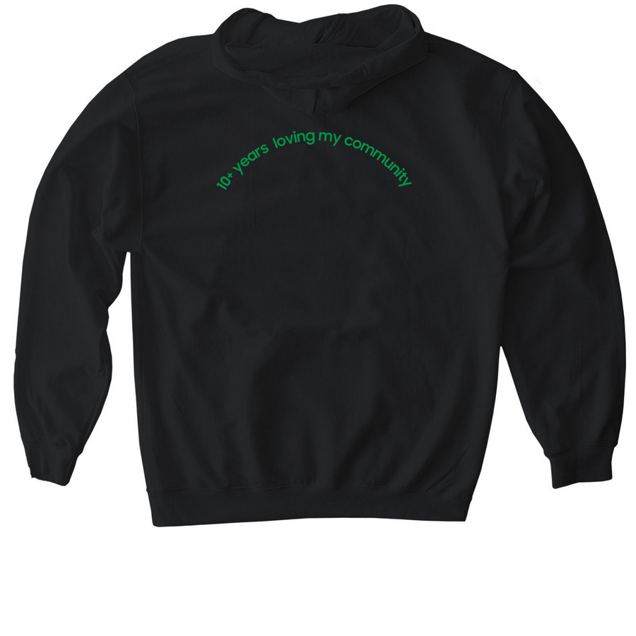 10 year gift, a Black Gildan Softstyle Pullover Hoodie (back-view)