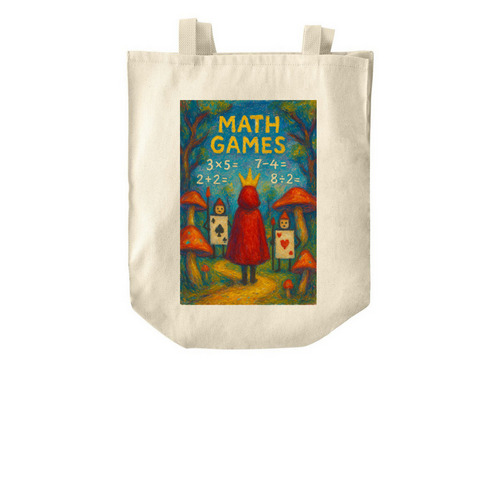 A Math Games Tote Bag, a Natural Over-the-Shoulder Shopping Tote Bag