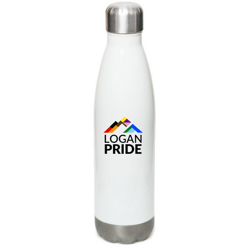 Logan Pride Water Bottle, a White Stainless Steel Water Bottle