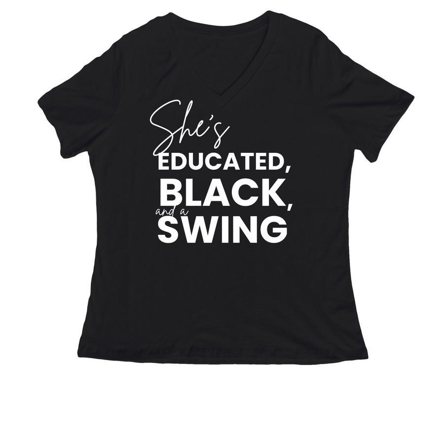 She's Educated, a Black Women's Relaxed V-Neck Tee
