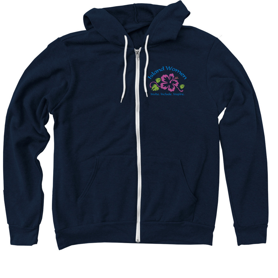 Island Women Zippy Hoodie, a Navy Zip Up Hoodie