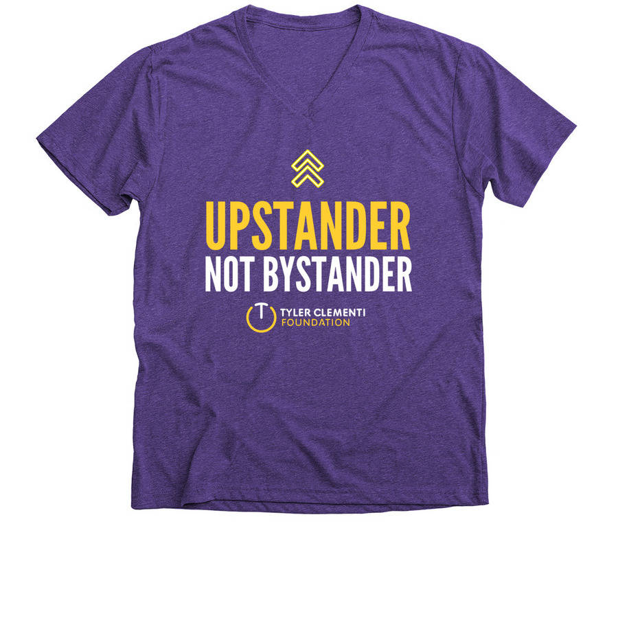 Upstander not Bystander, a Purple Rush Premium V-Neck Tee
