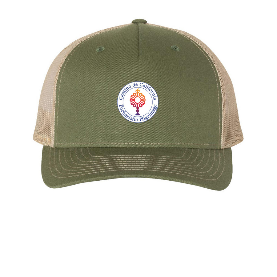 Hats, a Army Olive Green/ Tan Printed Five-Panel Trucker Cap
